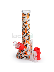 Стеклянный бонг Classic Print with Silicone Joint - фото №1 Аромадым