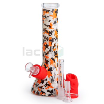 Стеклянный бонг Classic Print with Silicone Joint - фото №1 Аромадым