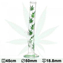Бонг стеклянный Green XXX Amsterdam Leaf - H:45cm- Ø:50mm