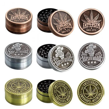 Гриндер металлический Amsterdam Green| 3-part Zinc Grinder 50 mm - фото №1 Аромадым