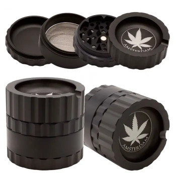 Гріндер металевий Amsterdam Black Grinder 4part d:63mm - фото №1 Аромадим