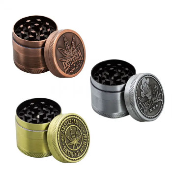 Гріндер металевий Amsterdam Leaf| 4-part Zinc Grinder 40 mm