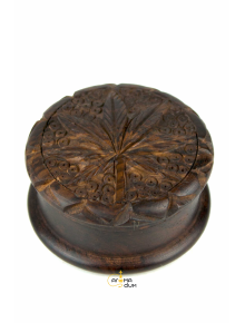 Гриндер дерев'яний Carved Leaf з 2 частин D:52 mm - фото №1 Аромадим