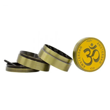Гриндер металлический Amsterdam | Rainbow Mix Grinder with Ganash and OM logo 4part- 50mm