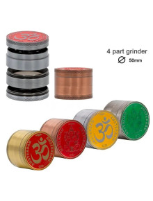 Гріндер металевий Amsterdam | Rainbow Mix Grinder with Ganash and OM logo 4part- 50mm - фото №1 Аромадим