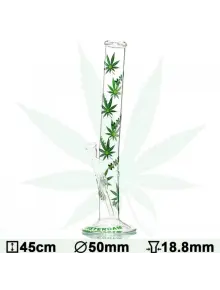 Бонг скляний Green XXX Amsterdam Leaf - H:45cm-Ø:50mm - фото №1 Аромадим