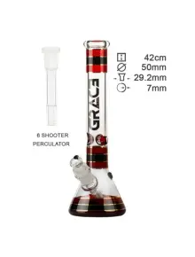 Бонг скляний Grace Glass | Striped Series Red H:32cm - D:50mm - SG:29mm - фото №1 Аромадим