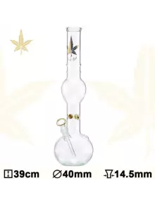 Бонг стеклянный Gold Leaf Bubble H:39cm - O:40mm SG:14,5m - фото №1 Аромадым