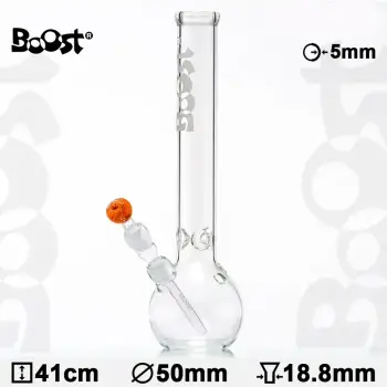 Бонг стеклянный Boost | Bouncer Glass Bong -H:41cm- Ø:50mm- Socket:18.8mm- WT:5mm (circa) - фото №1 Аромадым