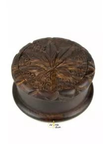 Гриндер дерев'яний Carved Leaf з 2 частин D:52 mm - фото №1 Аромадим