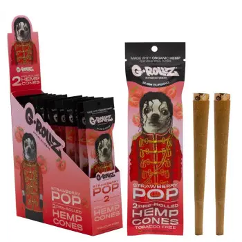 Бумага для самокруток G-ROLLZ - 2x Strawberry Flavored Pre-Rolled Hemp Cones - фото №1 Аромадым