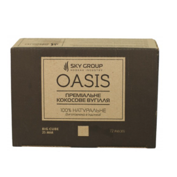 Вугілля для кальяну кокосове Oasis 1кг кубик 25 мм в упаковке - фото №1 Аромадим